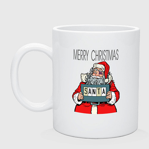 Кружка Merry Christmas: Санта с синяком / Белый – фото 1