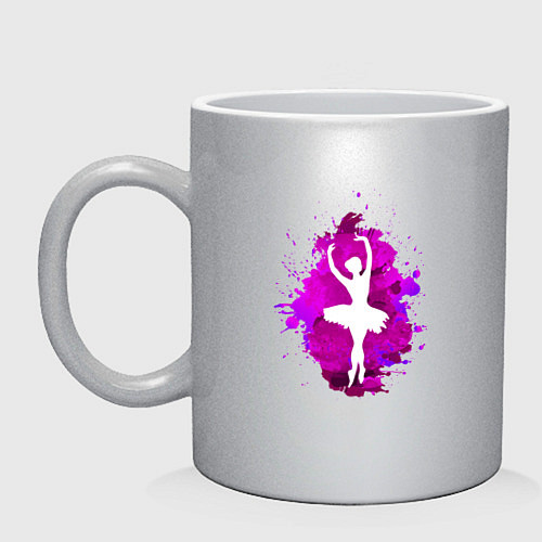 Кружка Балерина, силуэт в красках / Серебряный – фото 1