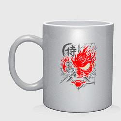 Кружка керамическая CYBERPUNK 2077 SAMURAI KEANU REEVES, цвет: серебряный