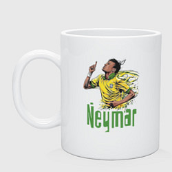 Кружка керамическая Неймар - звезда Бразильского футбола, цвет: белый