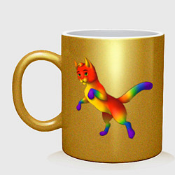 Кружка керамическая Разноцветный котёнок, цвет: золотой