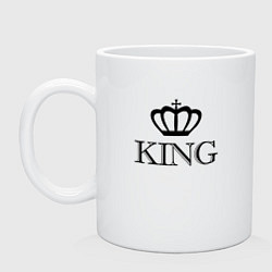 Кружка керамическая KING Парные Король, цвет: белый
