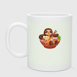 Кружка керамическая Cute Sloth Ramen Noodles, цвет: фосфор