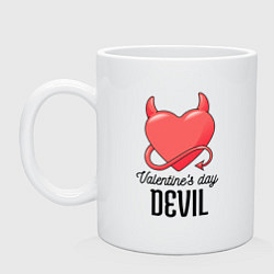 Кружка керамическая Valentines Day Devil, цвет: белый