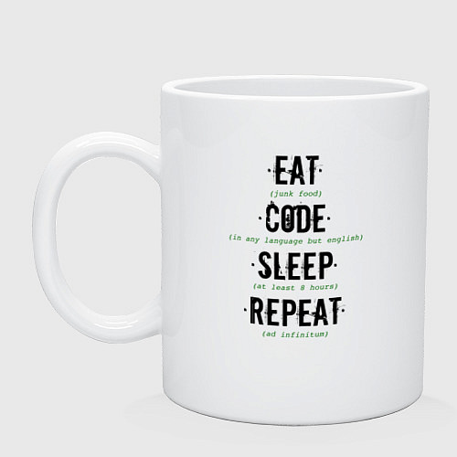 Кружка EAT CODE SLEEP REPEAT / Белый – фото 1