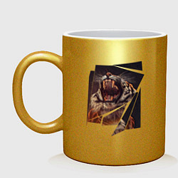 Кружка керамическая Тигриная пасть Арт, цвет: золотой