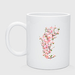 Кружка керамическая Весна Цветущая сакура Japan, цвет: белый