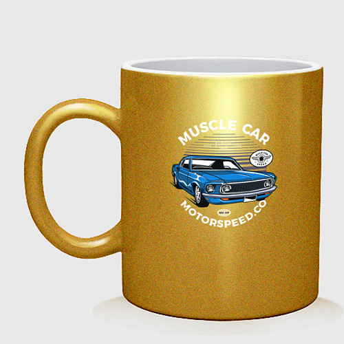 Кружка Синий ретро-автомобиль / Золотой – фото 1