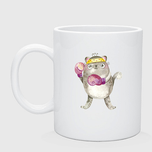 Кружка Плюшевый кот-боксер / Белый – фото 1