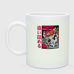 Кружка керамическая Японский тигр, цвет: фосфор