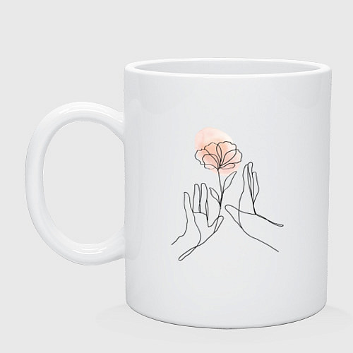 Кружка Цветок в руках / Белый – фото 1