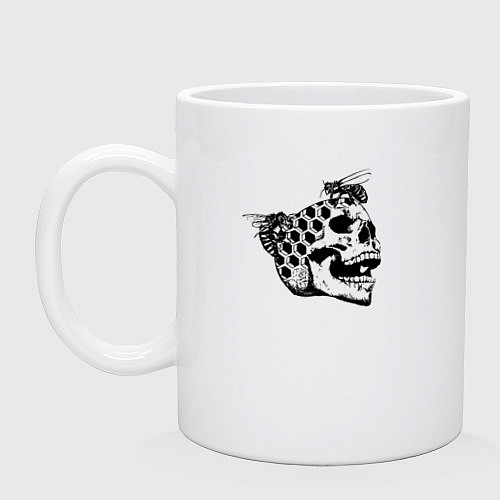 Кружка Череп - это соты пчёлы Skull & Bees Cell / Белый – фото 1
