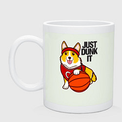 Кружка керамическая JUST DUNK IT корги, цвет: фосфор