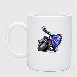 Кружка керамическая Yamaha racing team Racer, цвет: белый