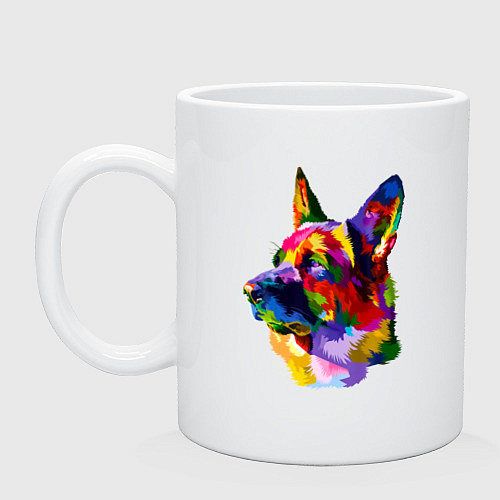 Кружка Немецкие овчарки красочная голова / Белый – фото 1