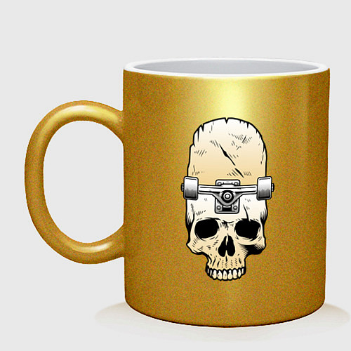 Кружка Череп - скейтборд Экстрим Skull - Skateboard Extre / Золотой – фото 1