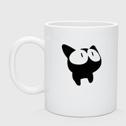 Кружка керамическая Глазастый котик Big - eyed cat, цвет: белый
