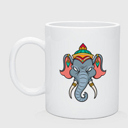 Кружка керамическая Индия - Слон, цвет: белый