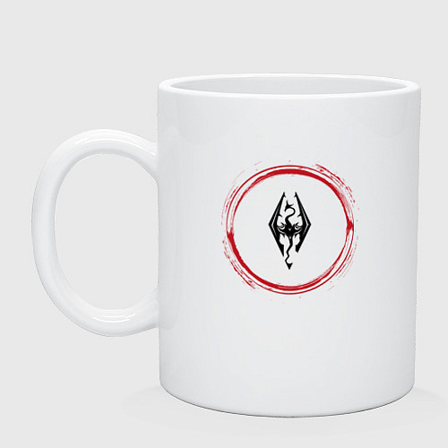 Кружка Символ Skyrim и красная краска вокруг / Белый – фото 1