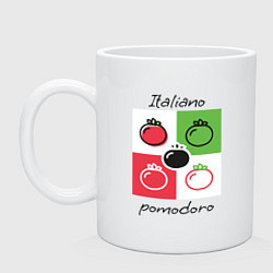 Кружка керамическая Italiano Pomodoro, любовь к Италии, пицце и томата, цвет: белый