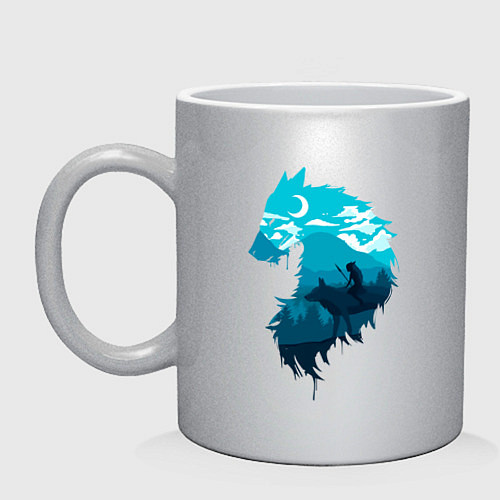 Кружка Принцесса Мононоке волчий силуэт / Серебряный – фото 1