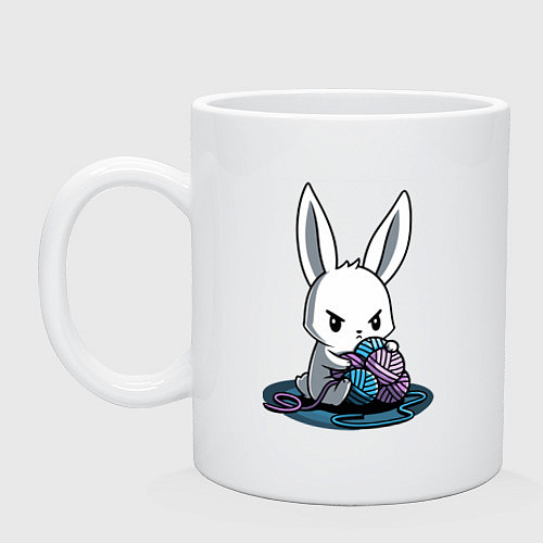 Кружка Зайчонок обнял клубки The bunny hugged the balls / Белый – фото 1