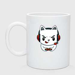 Кружка керамическая Кот игроман The cat is a gambler, цвет: белый