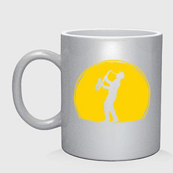 Кружка керамическая Солнечный Джаз, цвет: серебряный