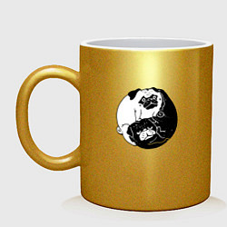 Кружка керамическая Собачий Инь Янь, цвет: золотой