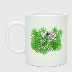 Кружка керамическая Ирбис в еловых ветках, цвет: фосфор