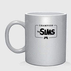 Кружка керамическая The Sims Gaming Champion: рамка с лого и джойстико, цвет: серебряный
