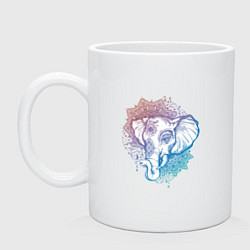 Кружка керамическая Мандала слон, цвет: белый
