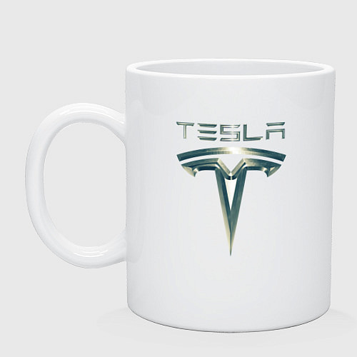 Кружка Tesla Logo Тесла Логотип Карбон / Белый – фото 1