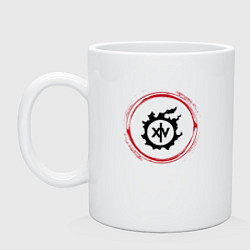 Кружка керамическая Символ Final Fantasy и красная краска вокруг, цвет: белый