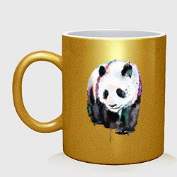 Кружка керамическая Панда - акварель, цвет: золотой
