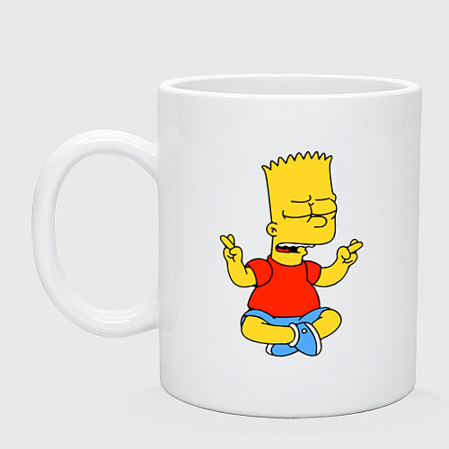 Кружка Барт Симпсон - сидит со скрещенными пальцами / Белый – фото 1