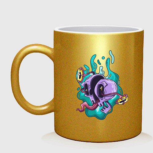 Кружка Триповая иллюстрация черепа / Золотой – фото 1