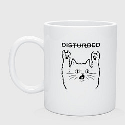 Кружка керамическая Disturbed - rock cat, цвет: белый