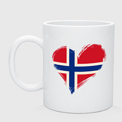 Кружка керамическая Сердце - Норвегия, цвет: белый