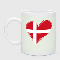 Кружка керамическая Сердце - Дания, цвет: фосфор