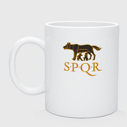 Кружка керамическая Капитолийская волчица SPQR, цвет: белый