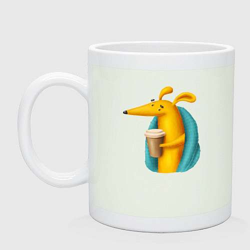 Кружка Песик под пледом с кофе / Фосфор – фото 1