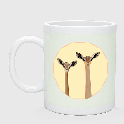 Кружка Жирафовые газели геренук на бежевом фоне / Фосфор – фото 1