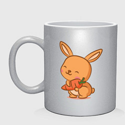 Кружка керамическая Кролик и морковка, цвет: серебряный