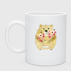 Кружка керамическая Flowers by bear, цвет: белый