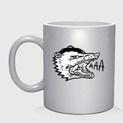 Кружка керамическая Орущий опоссум, цвет: серебряный