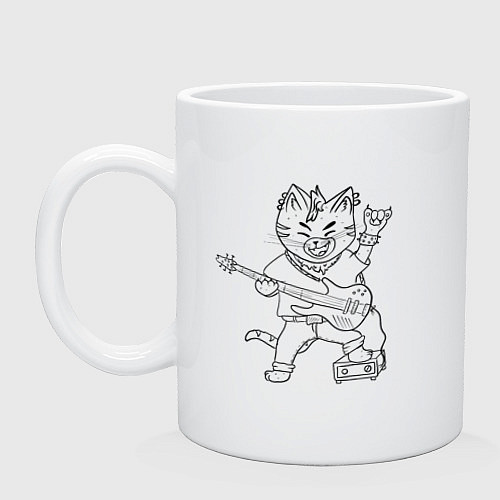 Кружка Кот рокер с гитарой / Белый – фото 1