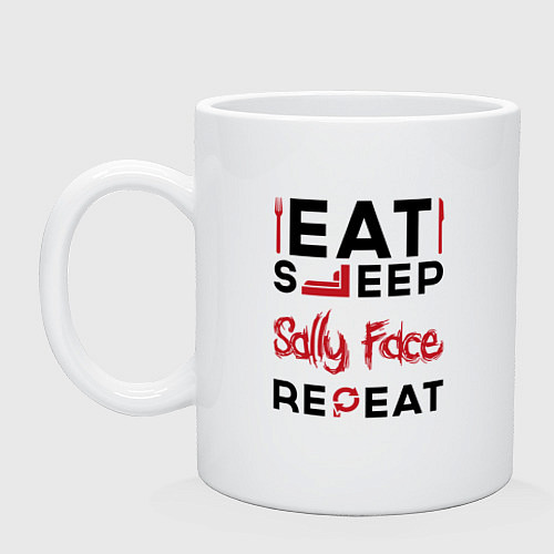 Кружка Надпись: eat sleep Sally Face repeat / Белый – фото 1