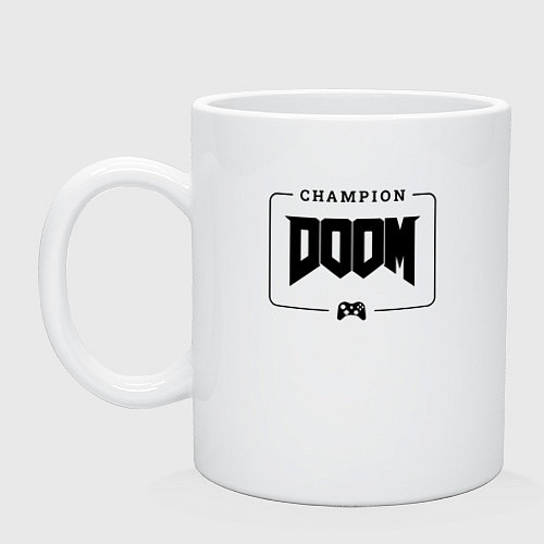 Кружка Doom gaming champion: рамка с лого и джойстиком / Белый – фото 1