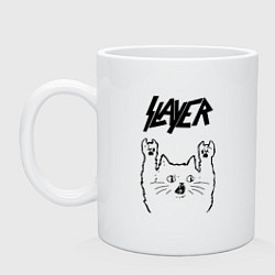 Кружка керамическая Slayer - rock cat, цвет: белый